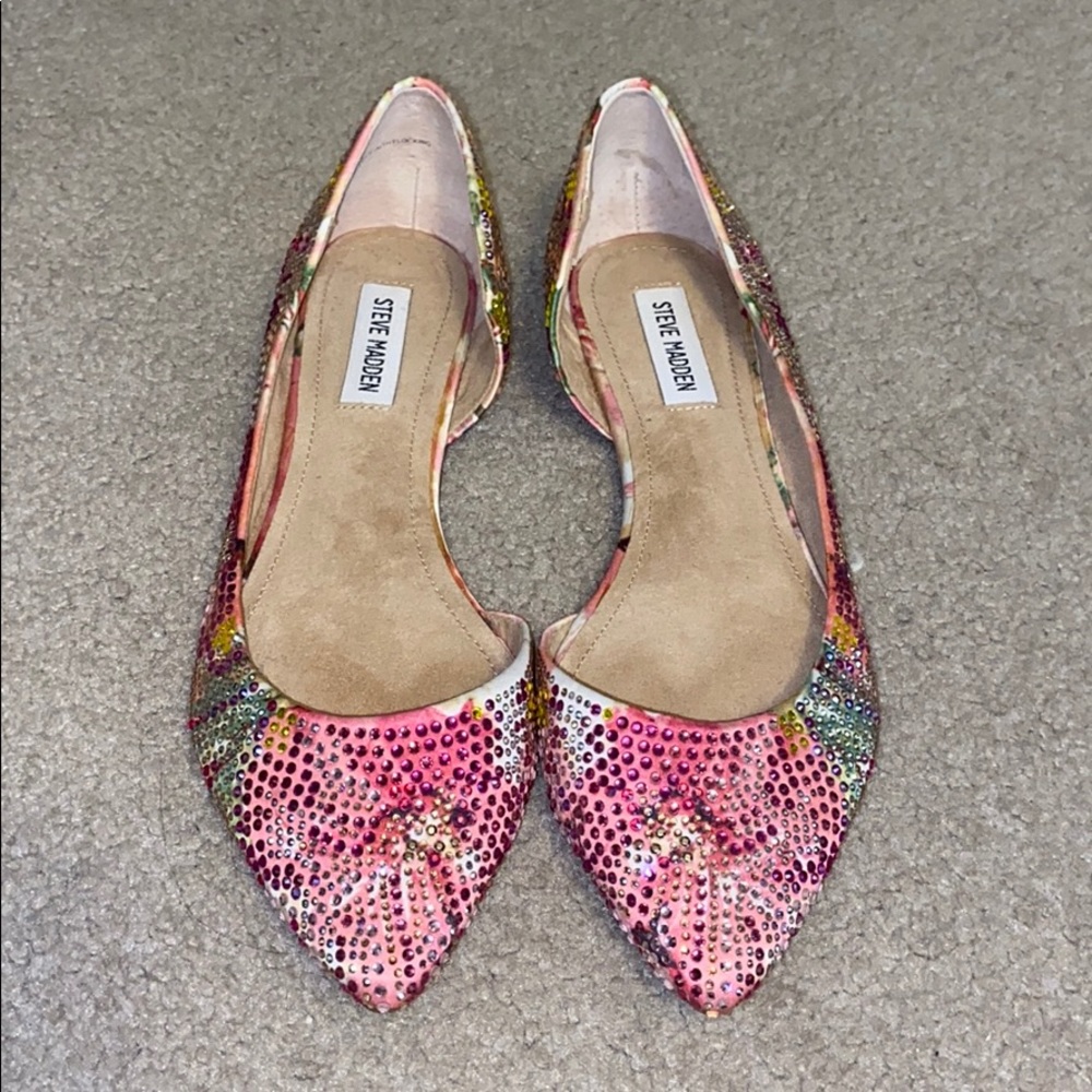 Rhinestone floral flats
